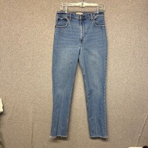 Abercrombie & Fitch The 90’s Straight Ultra High Rise Jeans Women’s 30 Raw Hem